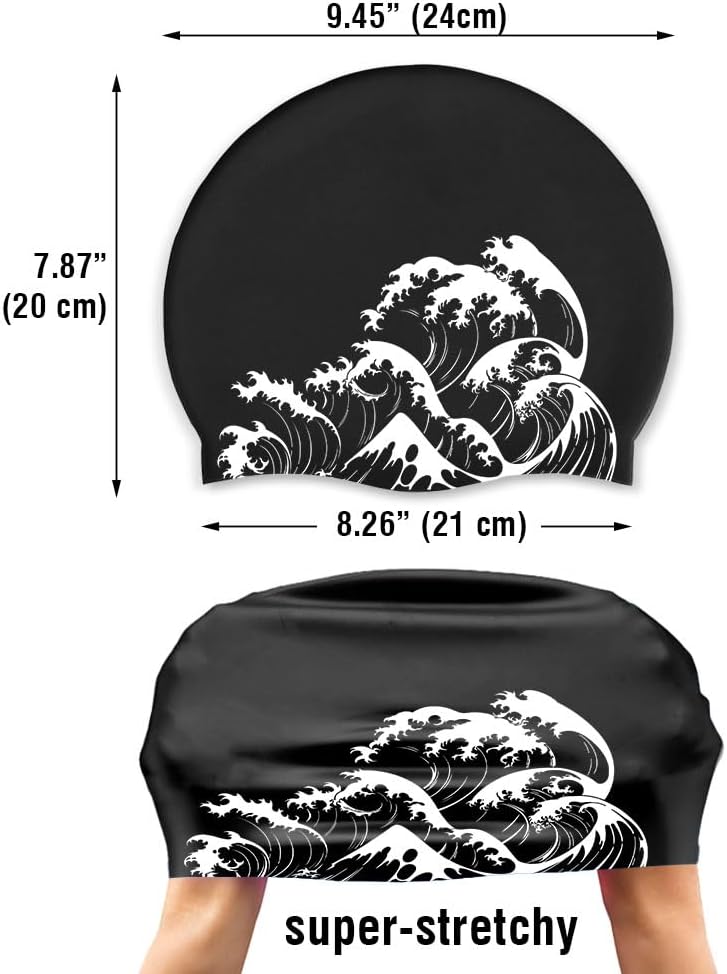 WIRESTER Adult Swim Cap, Durable Silicone Swimming Cap for Men Women, Waterproof Comfortable Swim Hat Bathing Cap for Short Medium Long Hairs - Image 2